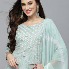 Stylum Women's Bandhej Printed Rayon Kurta Pant Dupatta Set (KPDAGROLEMON)