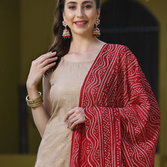 Stylum Women's Beige Floral Print Rayon Kurta, Pant and Dupatta Set (KPDBEIGELOTUS)