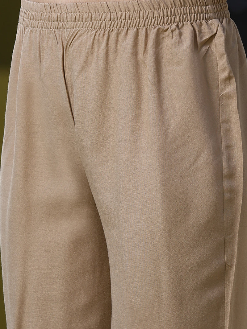 Stylum Women's Beige Floral Print Rayon Kurta, Pant and Dupatta Set (KPDBEIGELOTUS)