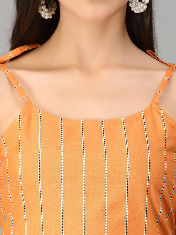 Stylum Women's Striped Cotton Blend Straight Kurta Pant Dupatta Set (KPDKNOT)