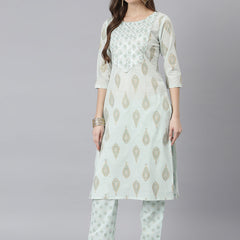 Stylum Women's Printed Rayon Straight Kurta Pant Dupatta Set (KPDMONTYGREEN)