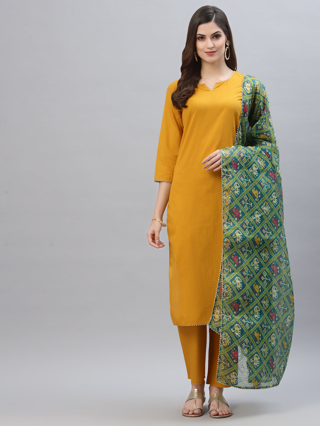 Stylum Women's Solid Rayon Straight Kurta Pant Dupatta Set (KPDMUSTKUTCH)