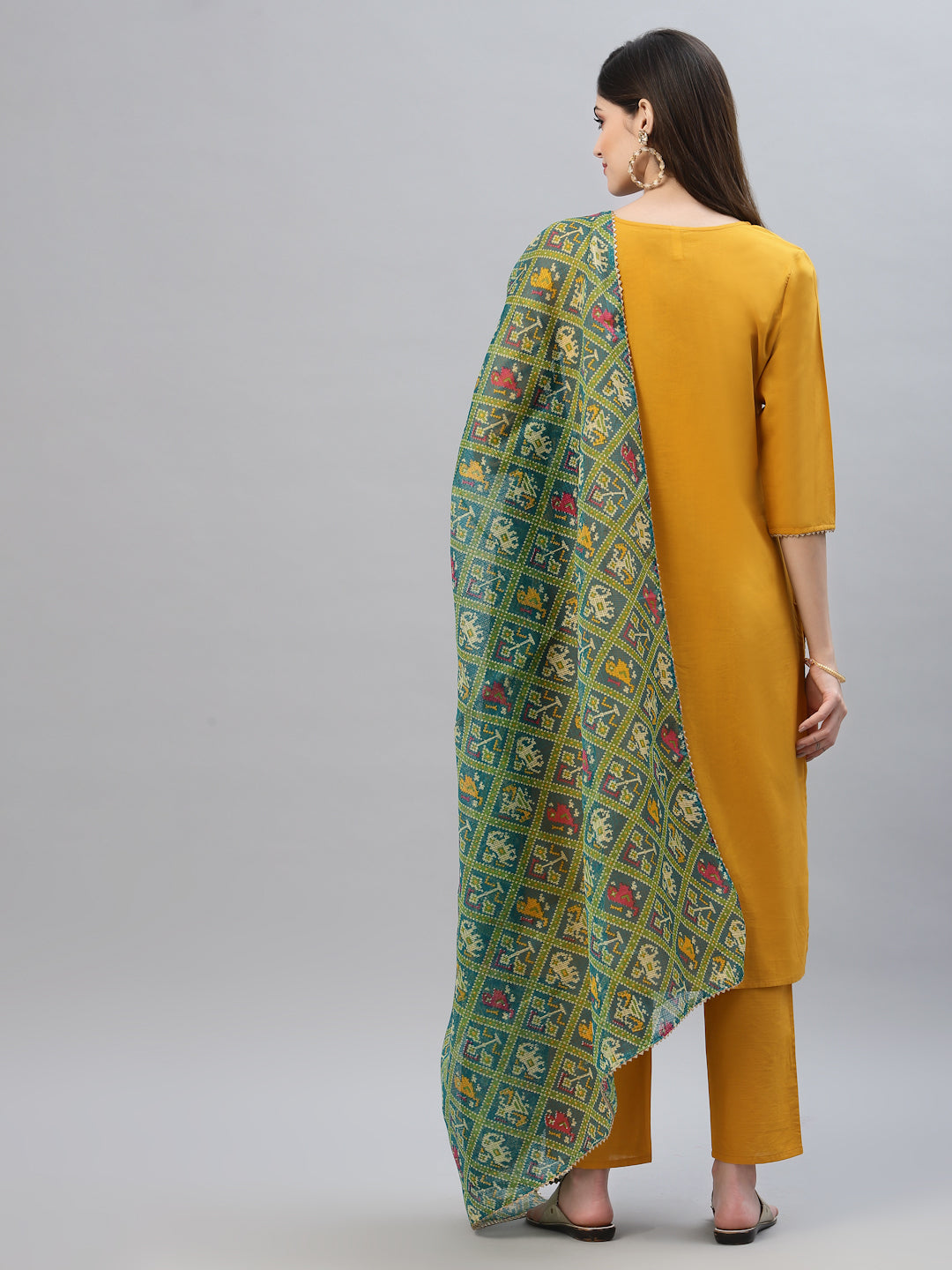 Stylum Women's Solid Rayon Straight Kurta Pant Dupatta Set (KPDMUSTKUTCH)