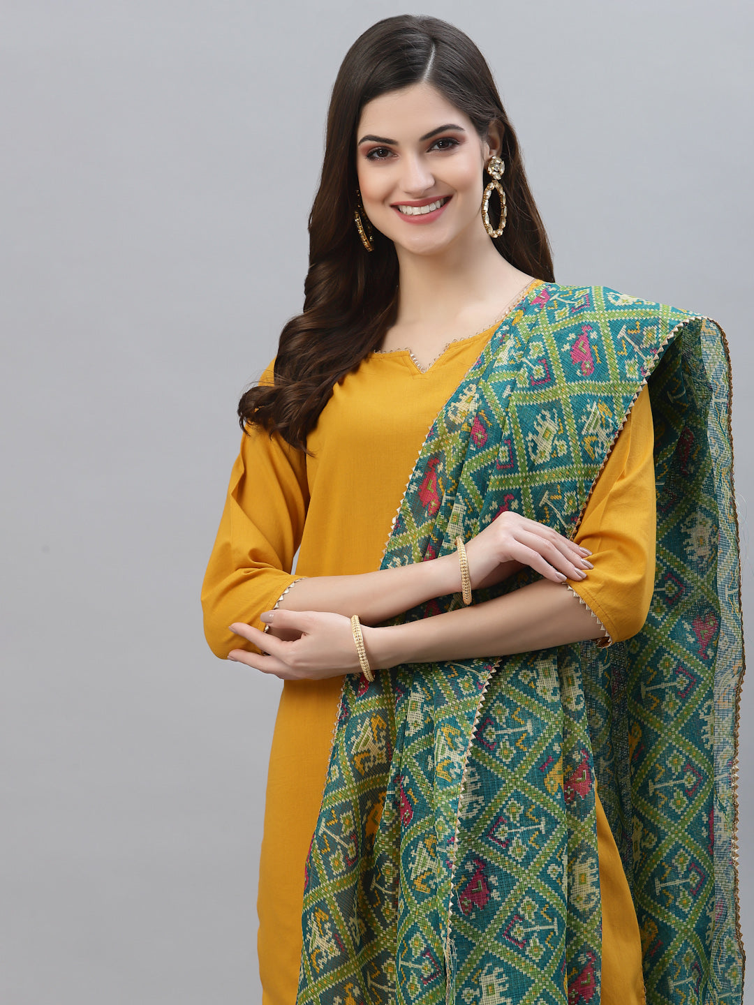 Stylum Women's Solid Rayon Straight Kurta Pant Dupatta Set (KPDMUSTKUTCH)