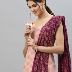 Stylum Women's Gold Print Rayon Straight Kurta Pant Dupatta Set (KPDPINKLOTUS)