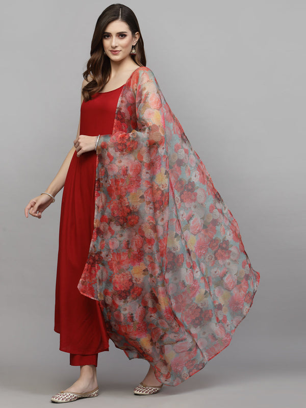 Kurta Pant with Printed Dupatta