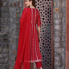 Embroidered Anarkali Kurta Pant Dupatta Set