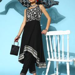 Asymmetrical Kurta Pant Dupatta Set