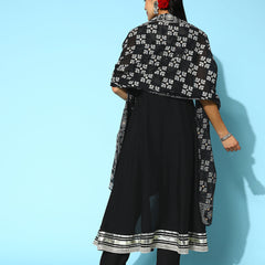 Printed Rayon Kurta Sharara Dupatta Set