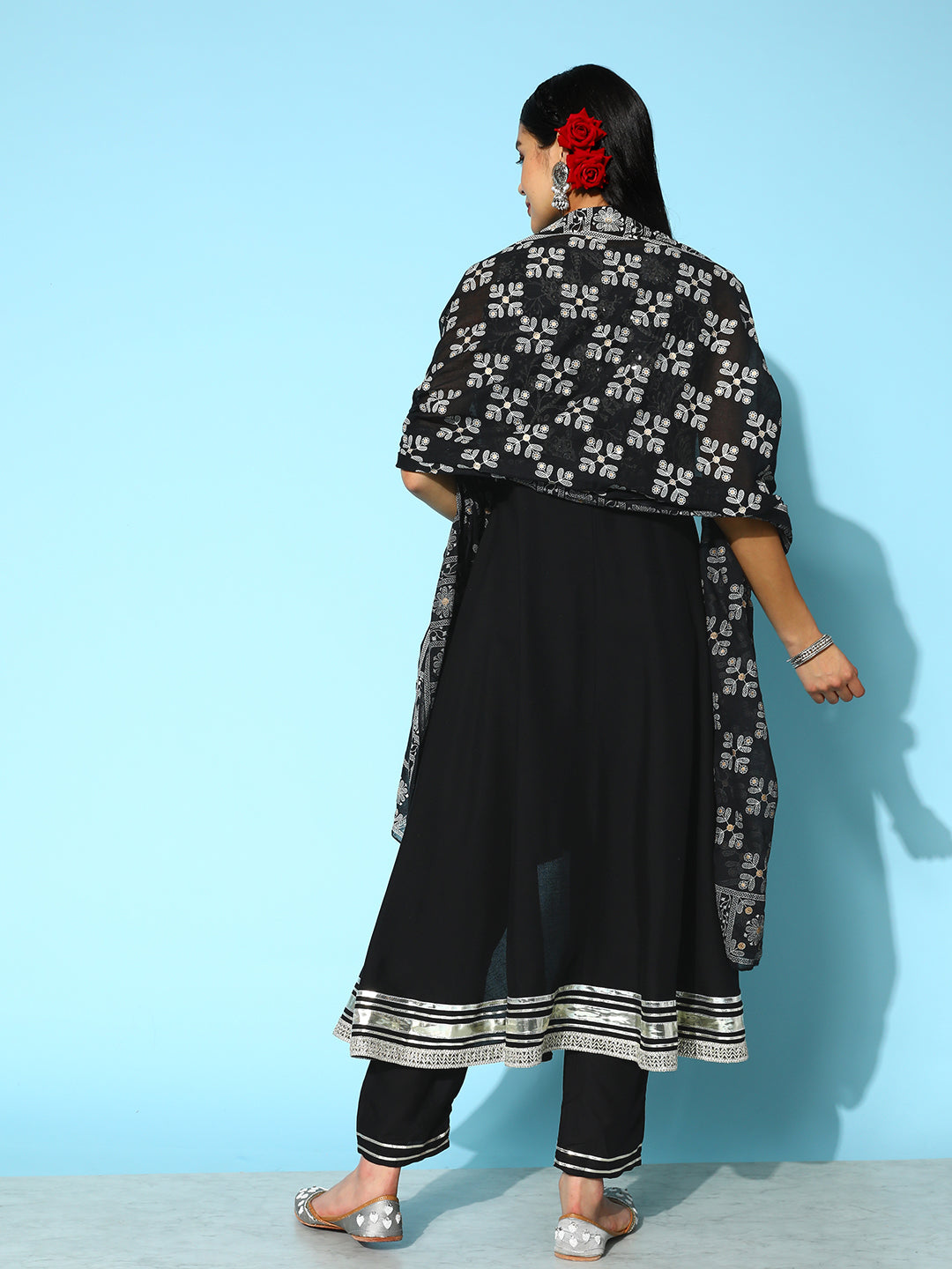 Printed Rayon Kurta Sharara Dupatta Set