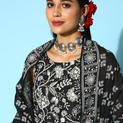 Asymmetrical Kurta Pant Dupatta Set