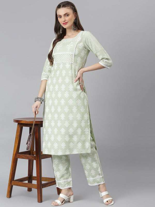 Rayon Straight Kurta Pant Set
