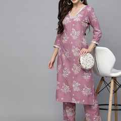 Stylum Women's Floral Printed Rayon Kurta Pant Set (KPSTELLA)