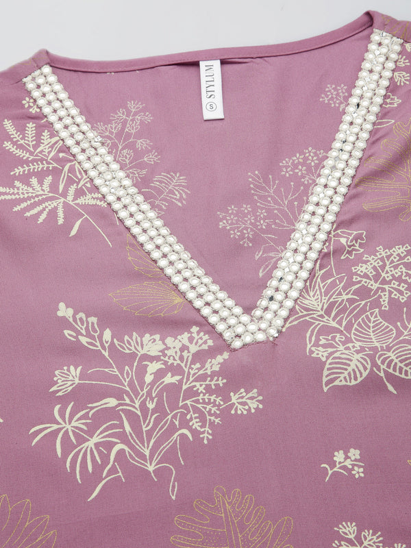 Stylum Women's Floral Printed Rayon Kurta Pant Set (KPSTELLA)