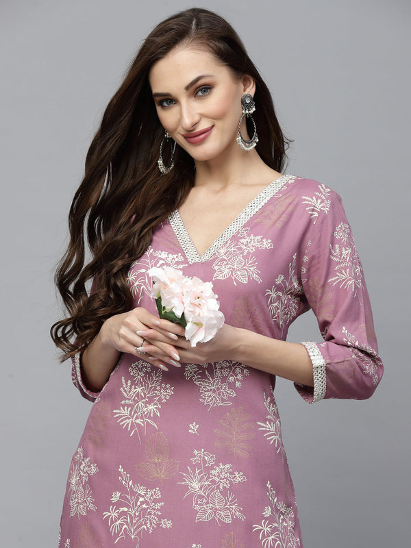 Stylum Women's Floral Printed Rayon Kurta Pant Set (KPSTELLA)