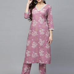 Stylum Women's Floral Printed Rayon Kurta Pant Set (KPSTELLA)