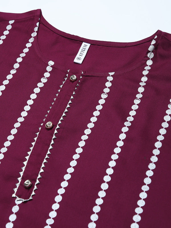 Stylum Women's  Printed Rayon Straight Kurta Sharara Dupatta Set (KSDPupplesharara)