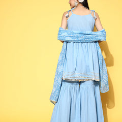 Cotton Kurta Sharara with Printed Dupatta