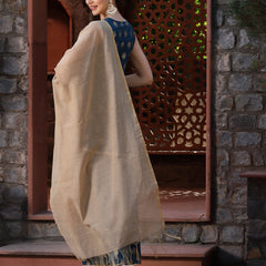 Stylum Women's Gold Printed Cotton Kurta Sharara Dupatta Set (KSDTEALZOYA)