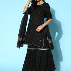 Rayon Kurta Sharara Dupatta Set