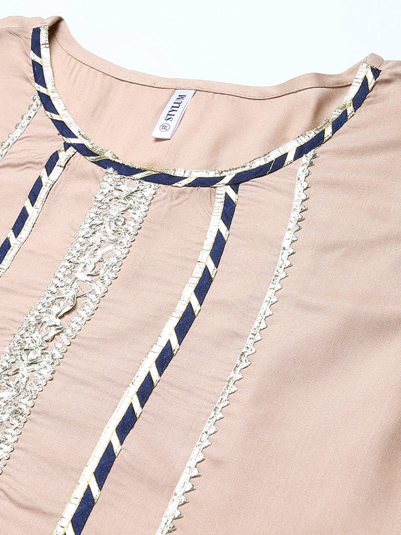 Rayon Pleated Kurta Sharara Dupatta Set