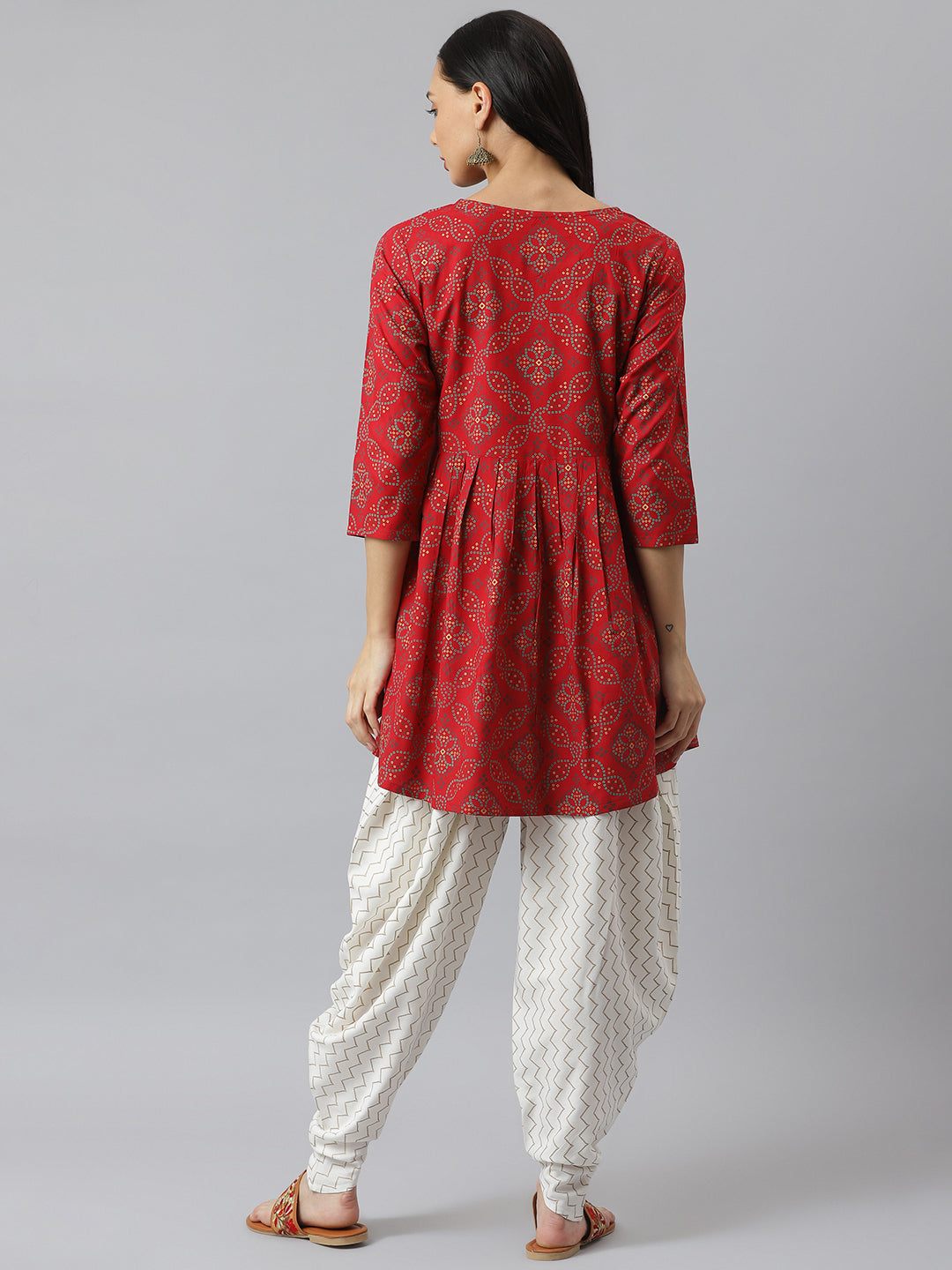 Rayon Pleated Kurta Dhoti Pant Set