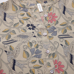 Stylum Women's Floral Printed Cotton Midi Flared Dress (MILANBEIGE)