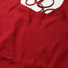 Stylum Women's Gold Print Rayon Flared Kurta Dupatta Set (Maroontrianglekdset)