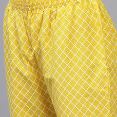 Stylum Women's Printed Cotton Straight Kurta Pant Dupatta Set (MustardKhadiKPDSet)