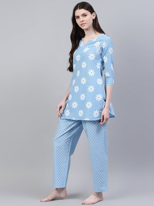 Stylum Women's Printed Cotton Night Suit Set (NIST0012)