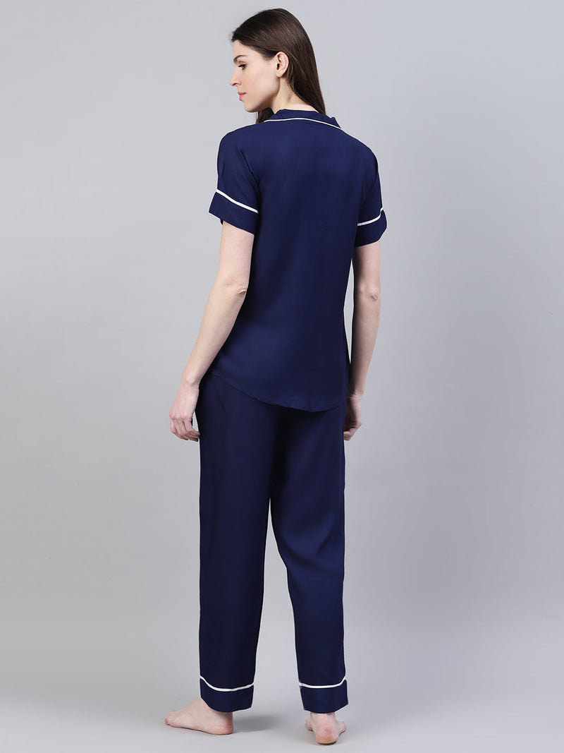 Stylum Women's Solid Rayon Plus Size Night Suit Set (NIST003)