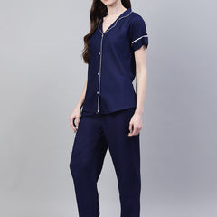 Stylum Women's Solid Rayon Plus Size Night Suit Set (NIST003)