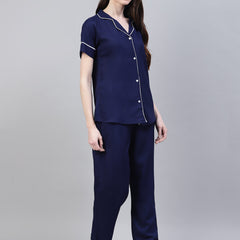 Stylum Women's Solid Rayon Plus Size Night Suit Set (NIST003)