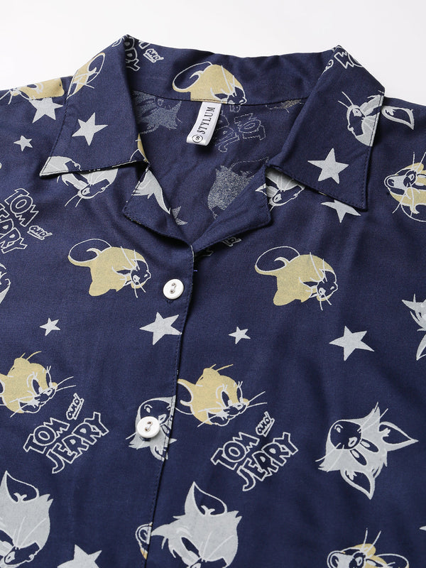 Stylum Women's Printed Rayon Night Suit Set (NISTTOM)