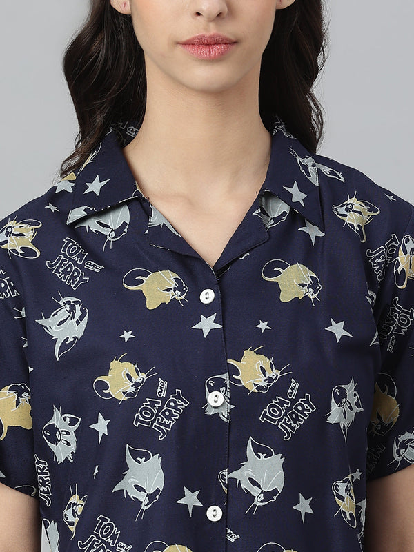 Stylum Women's Printed Rayon Night Suit Set (NISTTOM)