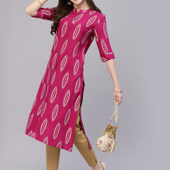 Stylum Women's Block Printed Rayon A-Line Kurta (NOMIGEM)