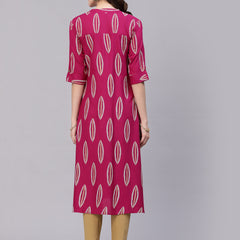 Stylum Women's Block Printed Rayon A-Line Kurta (NOMIGEM)