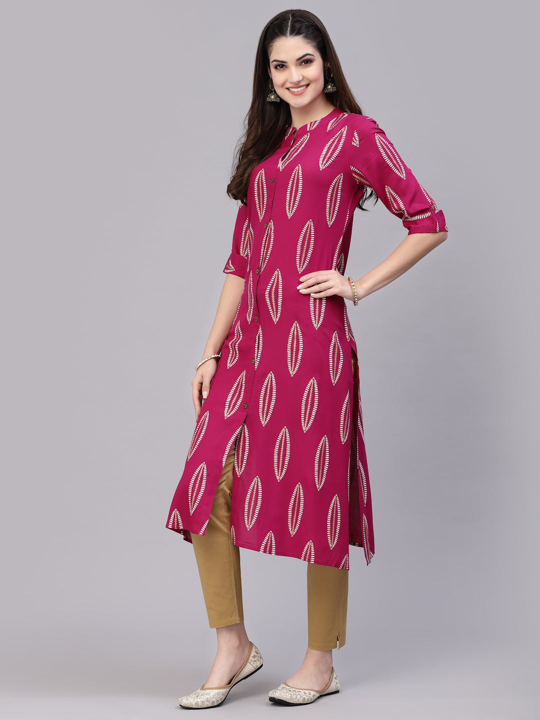 Stylum Women's Block Printed Rayon A-Line Kurta (NOMIGEM)