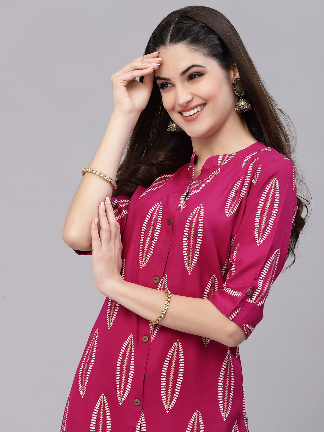 Stylum Women's Block Printed Rayon A-Line Kurta (NOMIGEM)