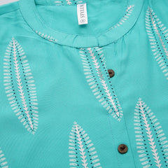 Stylum Women's Block Printed Rayon A-Line Kurta (Nomiturq)