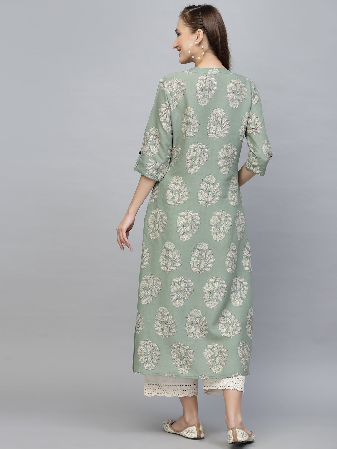 Pista Green Rayon A-Line Kurta