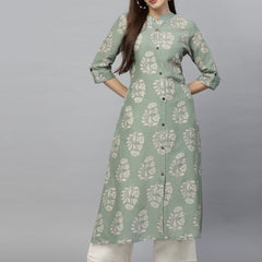 Pista Green Rayon A-Line Kurta