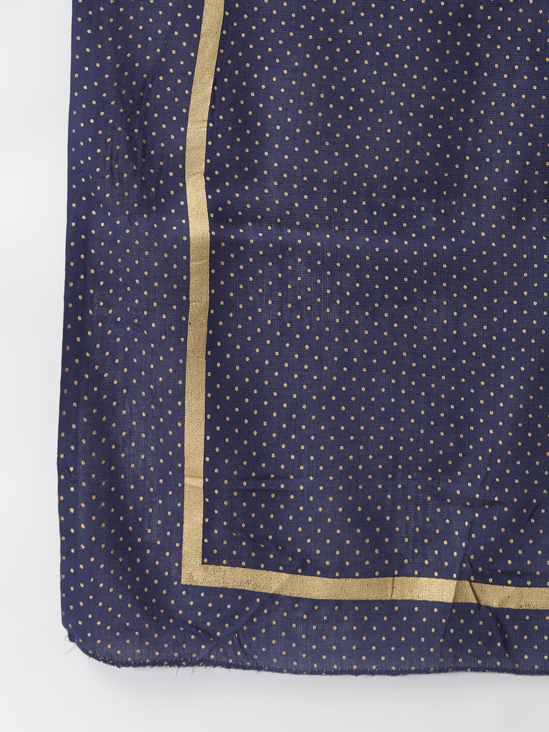 Stylum Women's Gold Print Rayon Flared Kurta Dupatta Set (Navytrianglekdset)