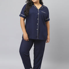 Stylum Women's Solid Rayon Plus Size Night Suit Set (NIST003)
