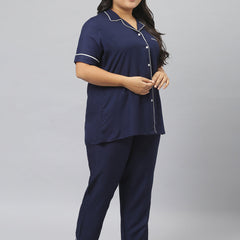 Stylum Women's Solid Rayon Plus Size Night Suit Set (NIST003)