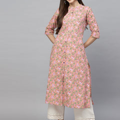 Pink Cotton A line Kurta