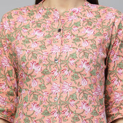 Stylum Women's Printed Cotton A-Line Kurta (PINKROSSY)