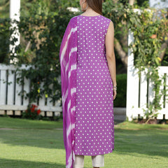Purple A-Line Kurta with Dupatta