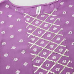 Stylum Women's Bandhej Printed A-Line Kurta with Dupatta (PURPLEKAWA)