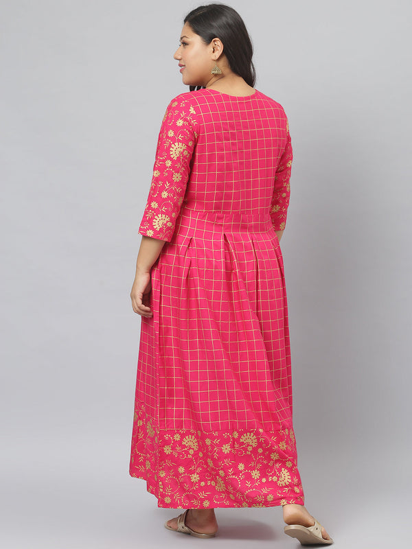 Stylum Women's Printed Rayon Flared Kurta (PankhuriPinkkurta)